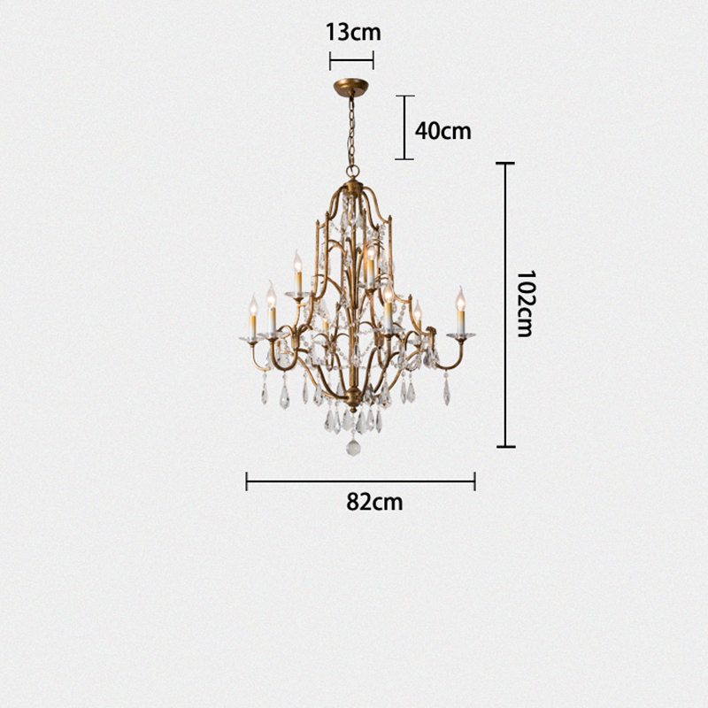 Caspian Vintage Candle Art Brass Chandelier For Living Room-MEET LIGHTING