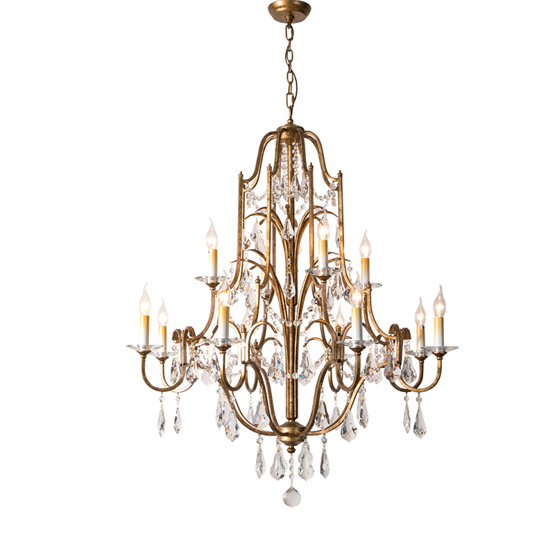 Caspian Vintage Candle Art Brass Chandelier For Living Room-MEET LIGHTING