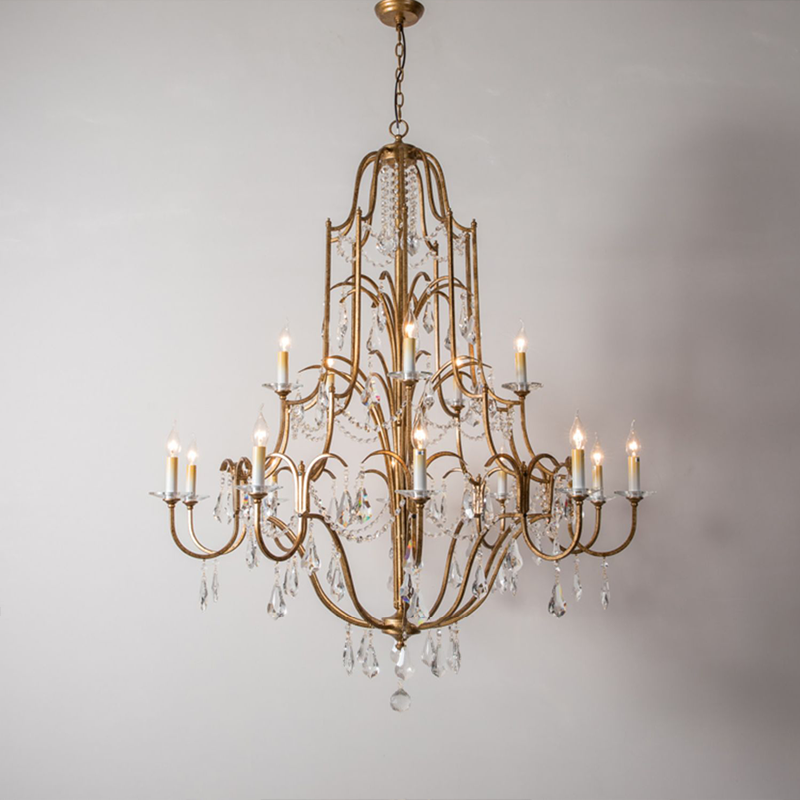 Caspian Vintage Candle Art Brass Chandelier For Living Room-MEET LIGHTING