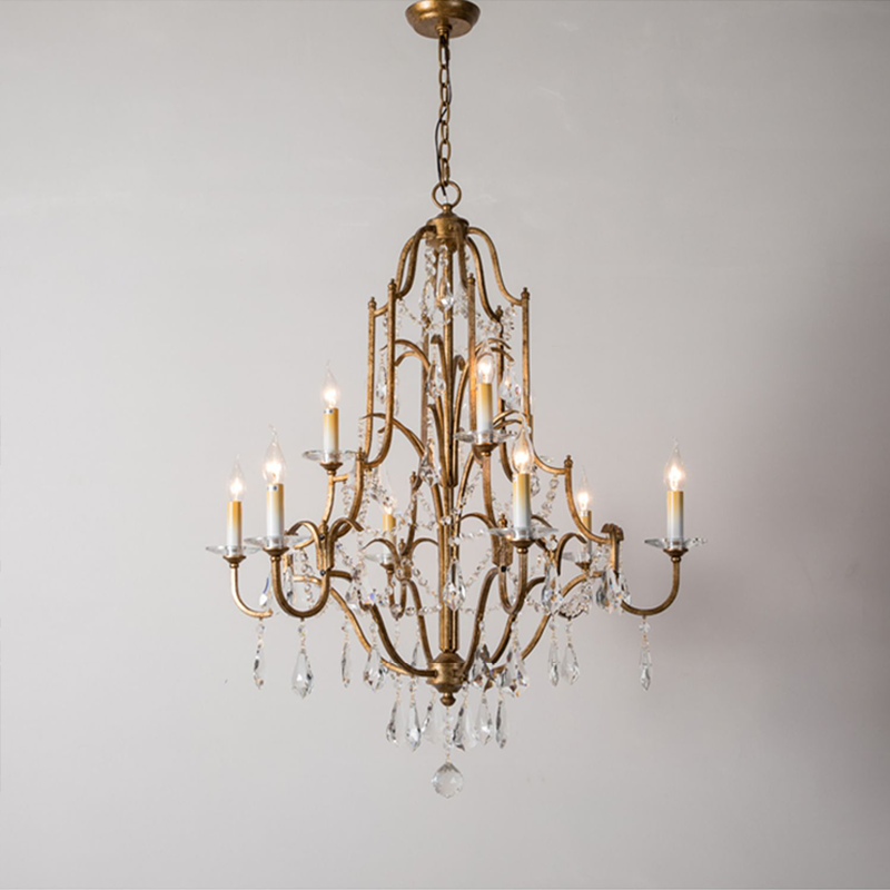 Caspian Vintage Candle Art Brass Chandelier For Living Room-MEET LIGHTING