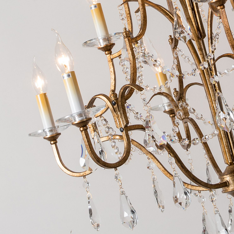 Caspian Vintage Candle Art Brass Chandelier For Living Room-MEET LIGHTING