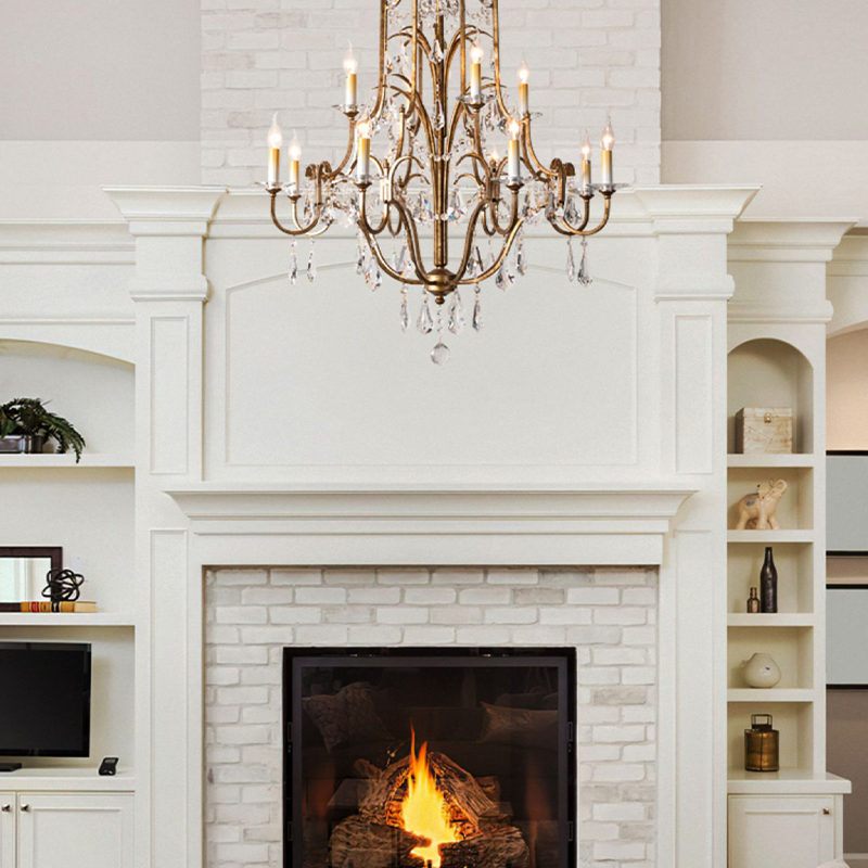 Caspian Vintage Candle Art Brass Chandelier For Living Room-MEET LIGHTING