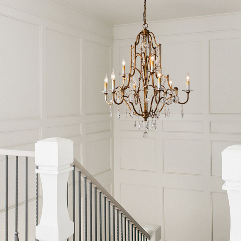 Caspian Vintage Candle Art Brass Chandelier For Living Room-MEET LIGHTING