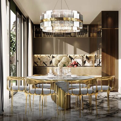 Cebal Odeon Round Crystal Fringe Chandelier-MEET LIGHTING