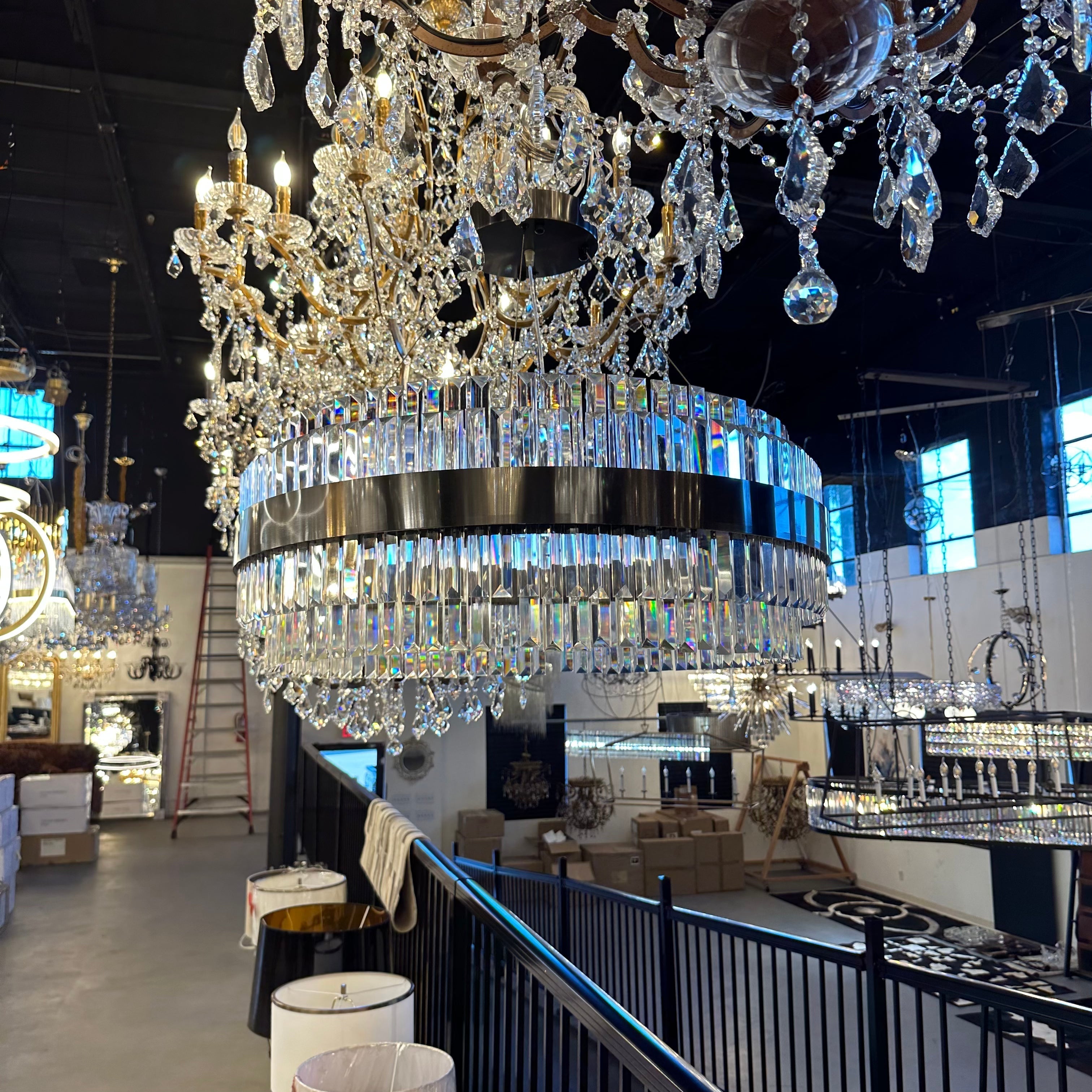 Cebal Odeon Round Crystal Fringe Chandelier-MEET LIGHTING