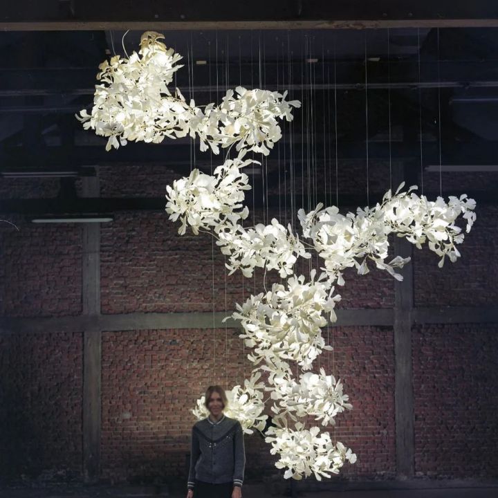 Ceramic Gingko Combination Large Chandelier-MEET LIGHTING
