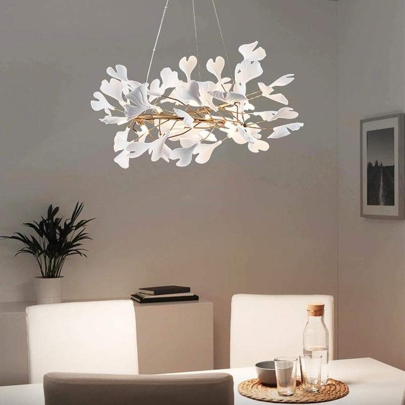 Ceramic Ginkgo Curved Chandelier-MEET LIGHTING