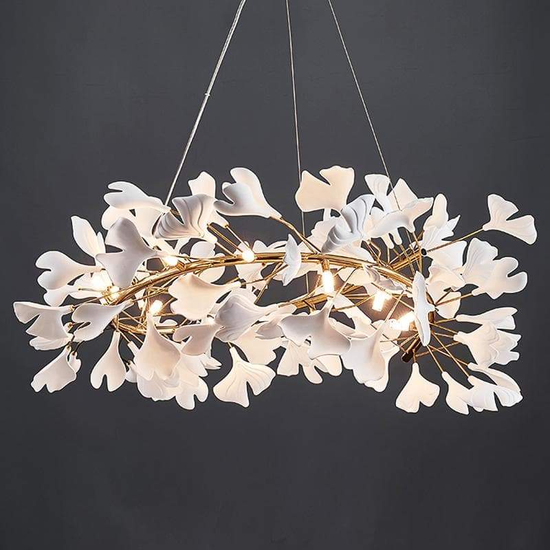 Ceramic Ginkgo Curved Chandelier-MEET LIGHTING