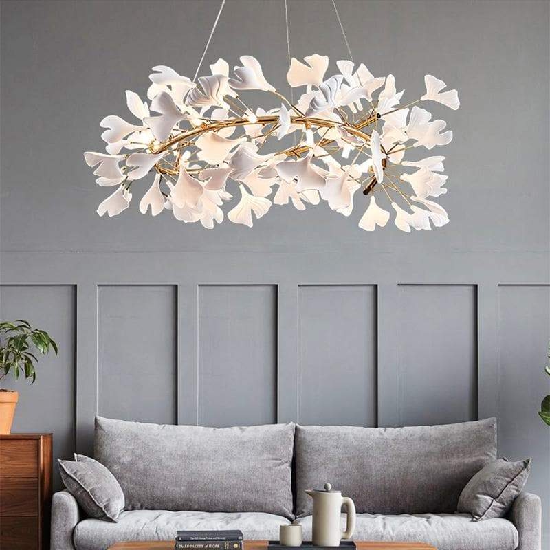 Ceramic Ginkgo Curved Chandelier-MEET LIGHTING
