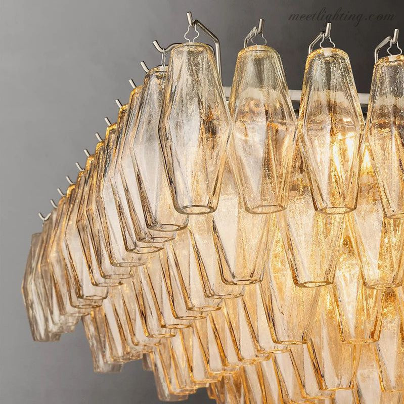 Chara Clear Glass Tiered Rectangular Chandelier 54"-MEET LIGHTING