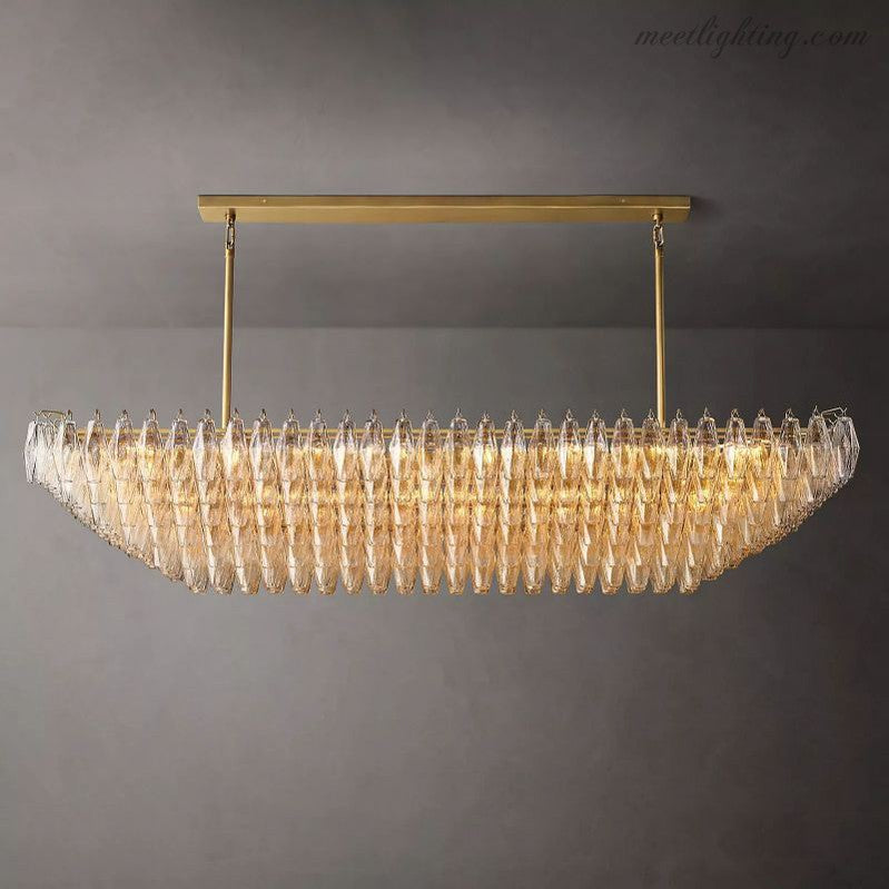 Chara Clear Glass Tiered Rectangular Chandelier 74"-MEET LIGHTING