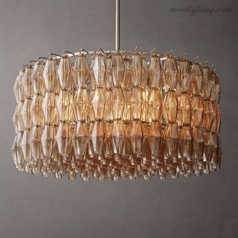 Chara Glass Round Chandelier 37"-MEET LIGHTING