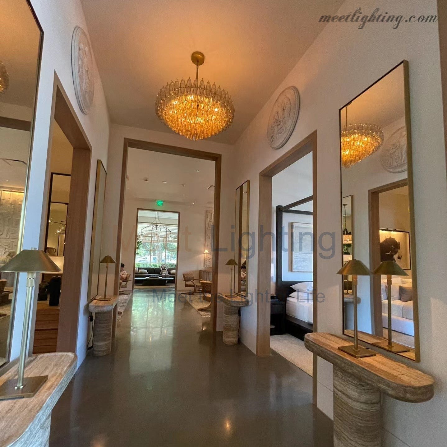 Chara Glass Round Chandelier 62"-MEET LIGHTING