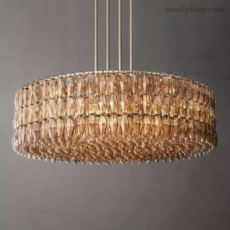 Chara Glass Round Chandelier 62"-MEET LIGHTING