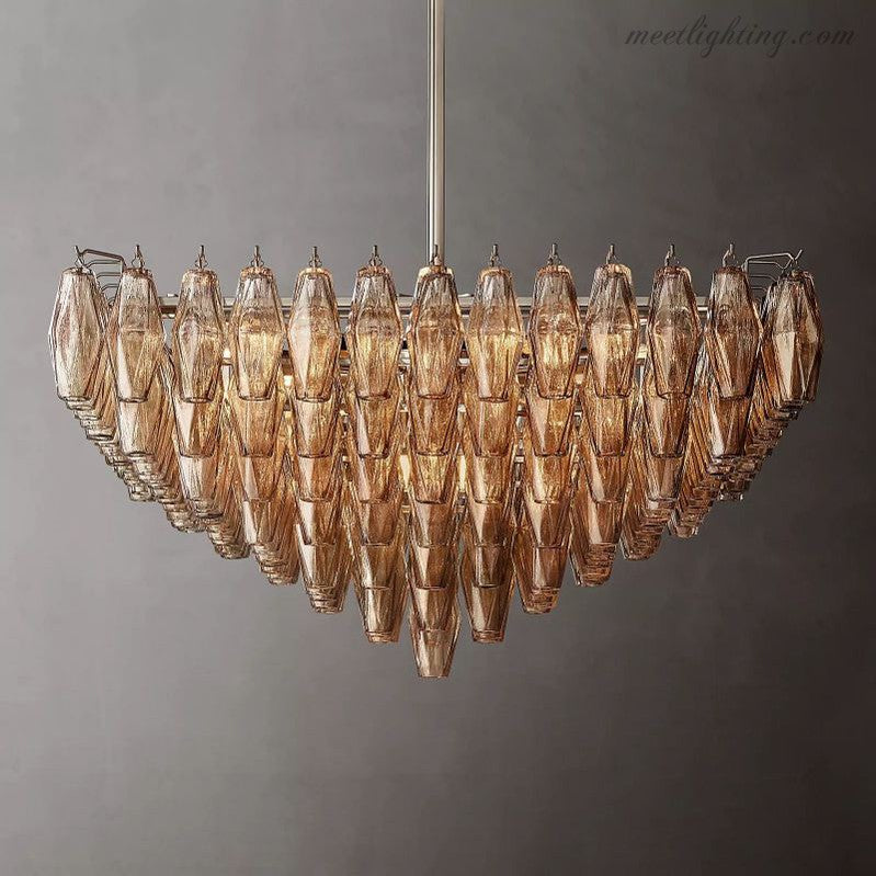 Chara Glass Square Chandelier 32"-MEET LIGHTING