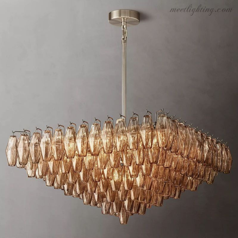 Chara Glass Square Chandelier 32"-MEET LIGHTING