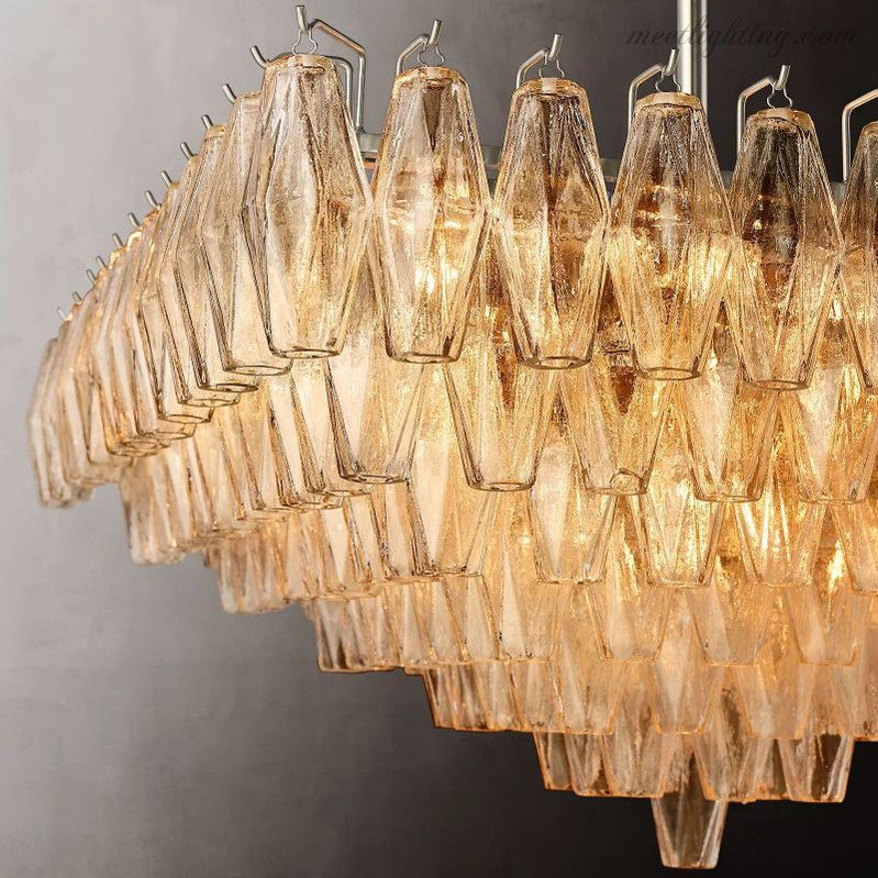 Chara Glass Square Chandelier 32"-MEET LIGHTING