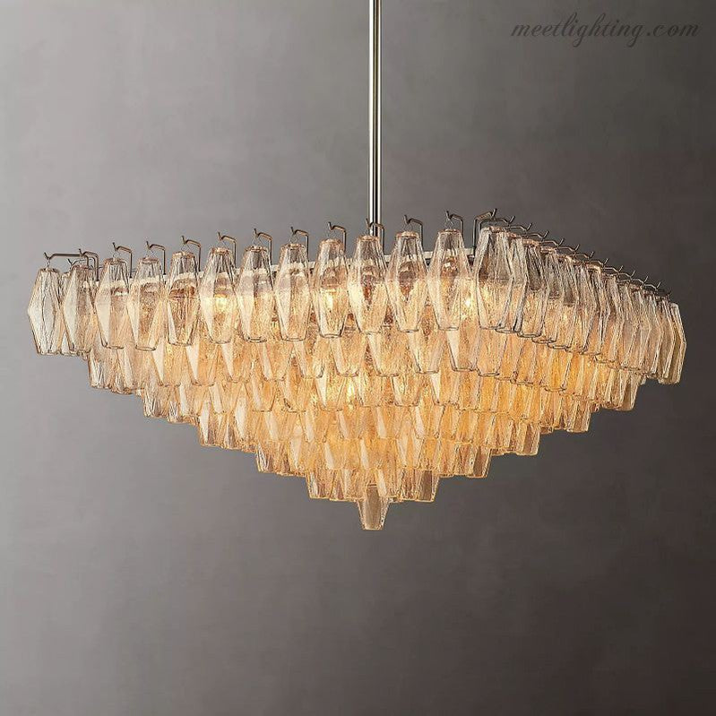 Chara Glass Square Chandelier 32"-MEET LIGHTING