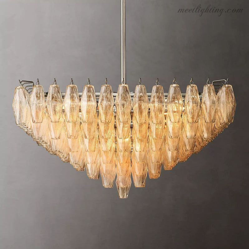 Chara Glass Square Chandelier 32"-MEET LIGHTING