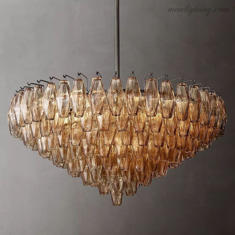 Chara Glass Tiered Round Chandelier 37"-MEET LIGHTING