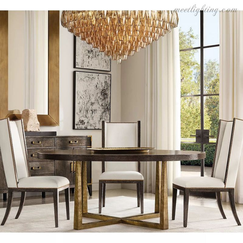 Chara Glass Tiered Round Chandelier 37"-MEET LIGHTING