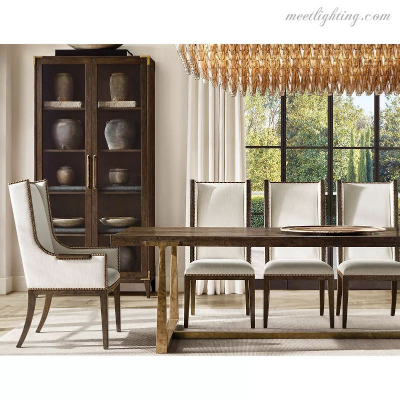 Chara Smoke Glass Tiered Rectangular Chandelier 74"-MEET LIGHTING