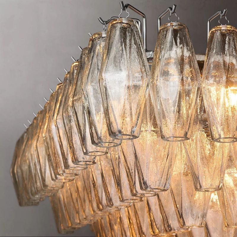Chiaray Clear Glass Tiered Rectangular Chandelier 54''