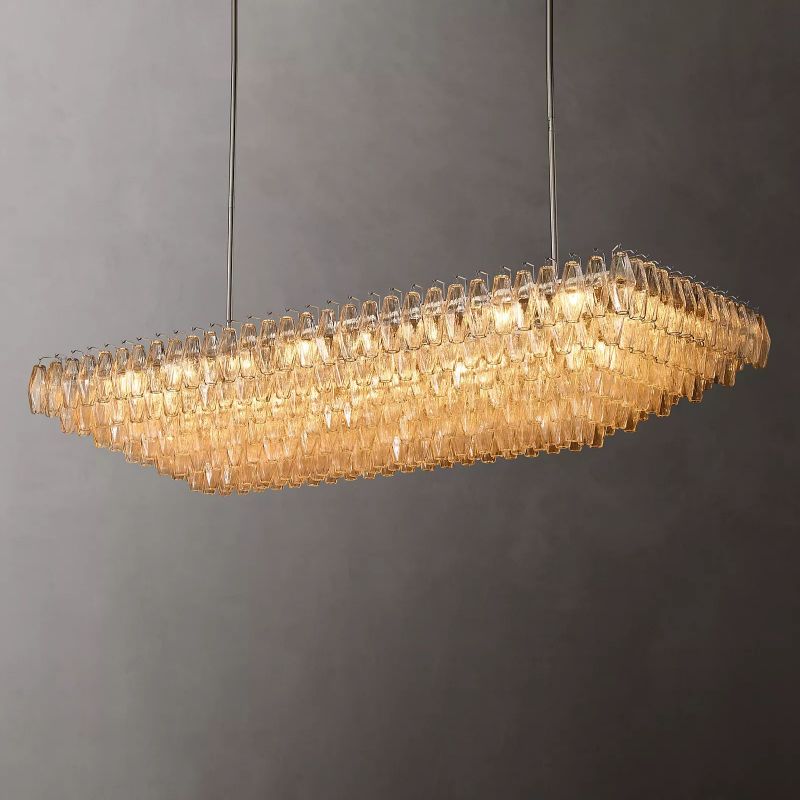 Chiaray Clear Glass Tiered Rectangular Chandelier 54''