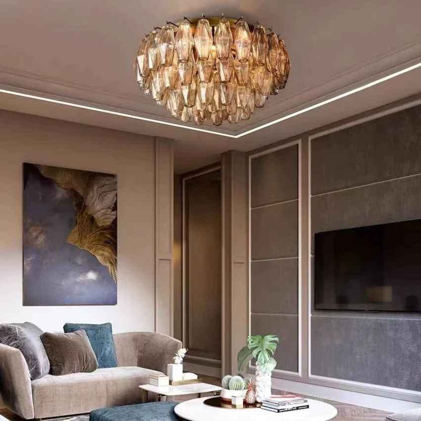 Chiaray Smoke Glass Flushmount 17"