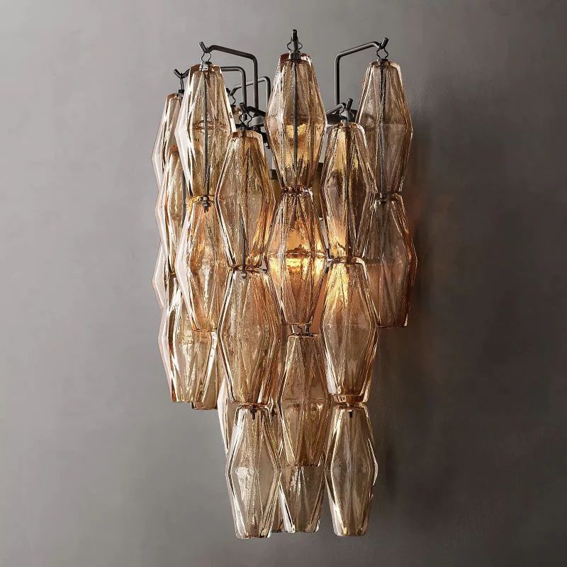 Chiara Smoke Glass Short Bedroom Wall Sconce