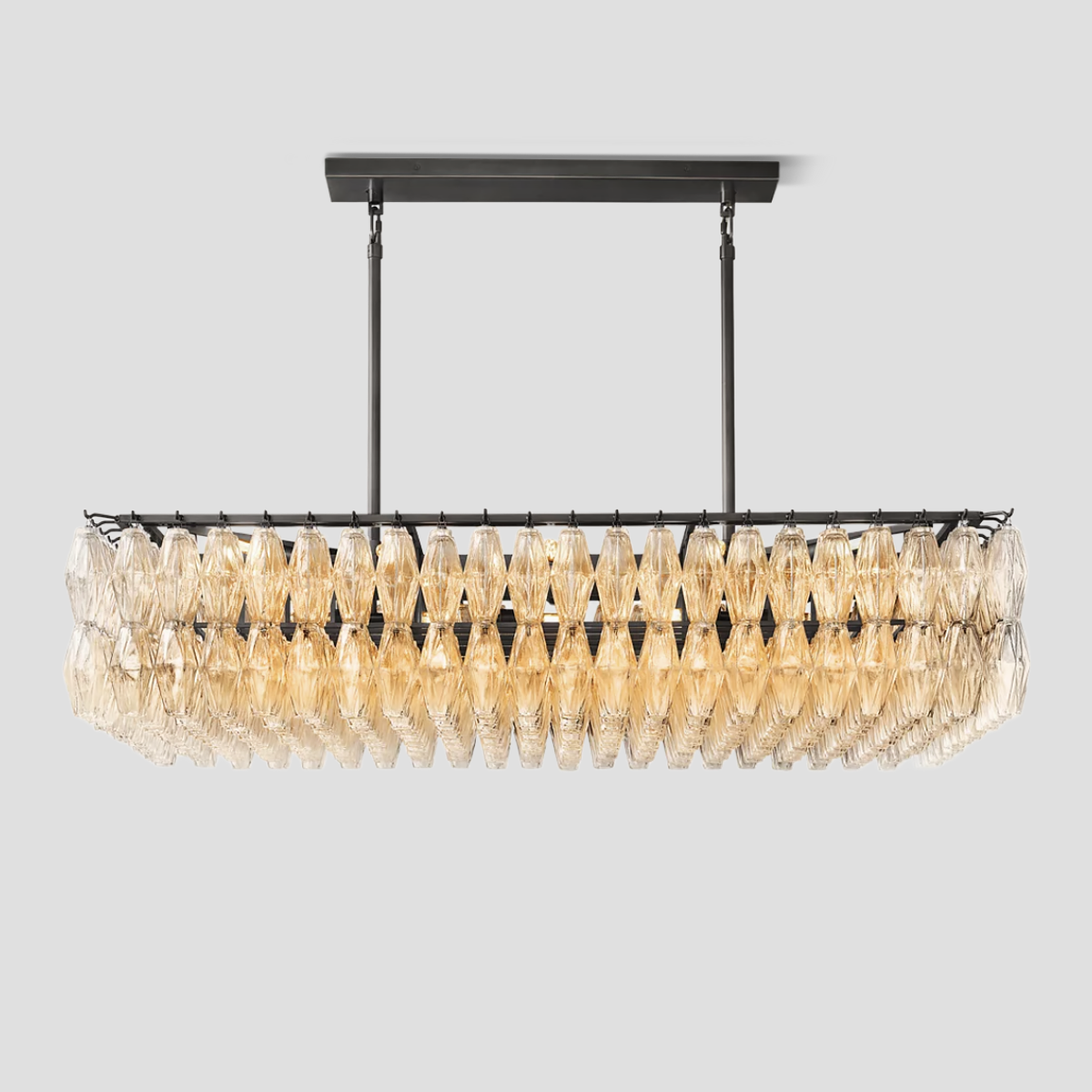 Chara Glass Rectangular Chandelier 54"W-MEET LIGHTING