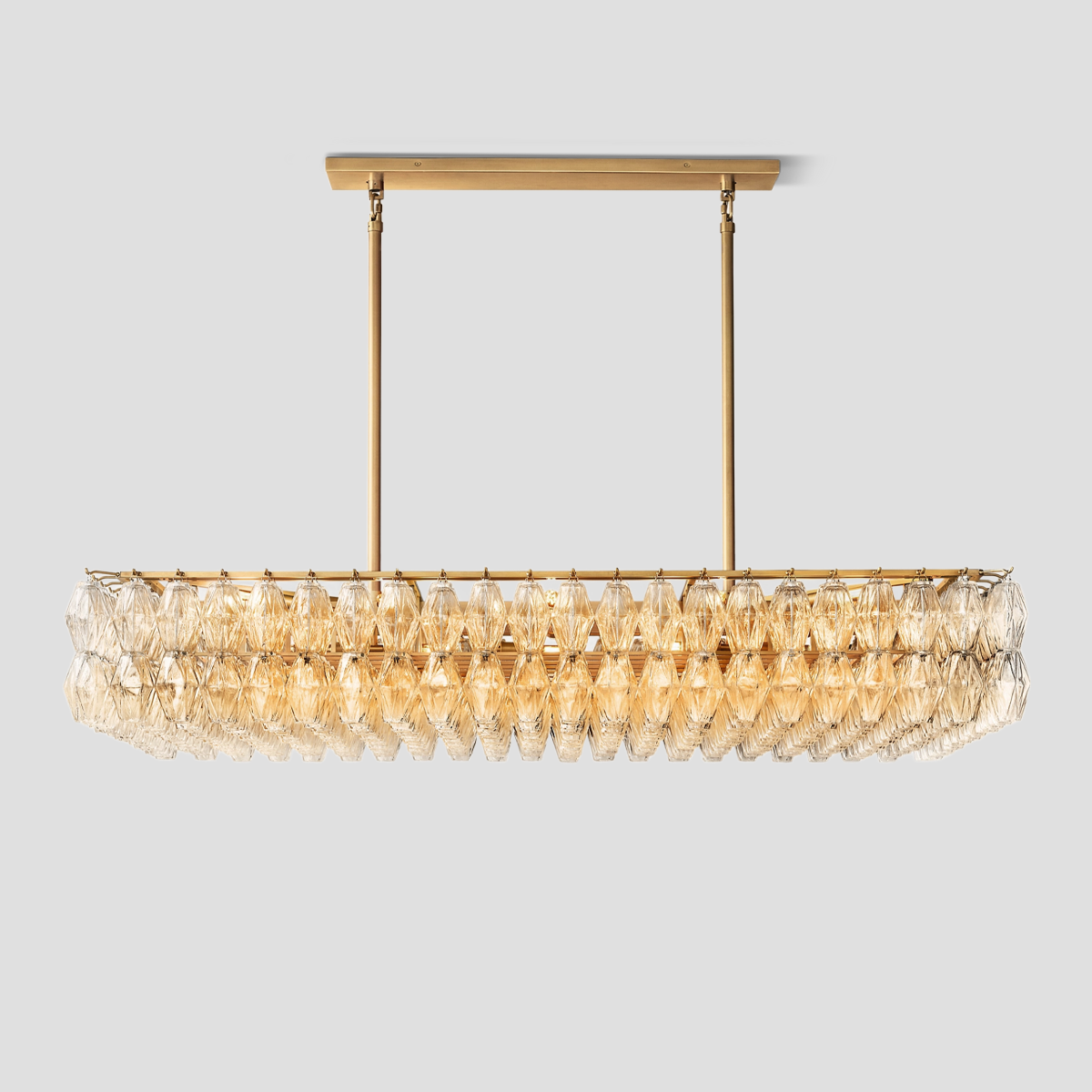 Chara Glass Rectangular Chandelier 54"W-MEET LIGHTING
