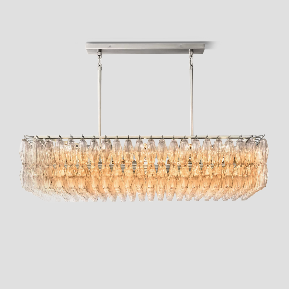 Chara Glass Rectangular Chandelier 54"W-MEET LIGHTING