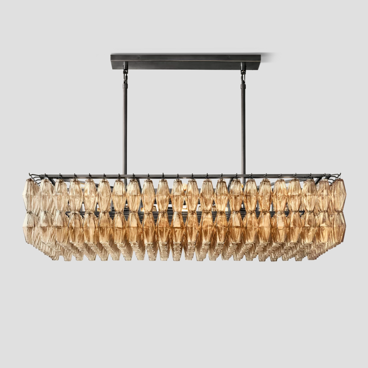 Chara Glass Rectangular Chandelier 54"W-MEET LIGHTING