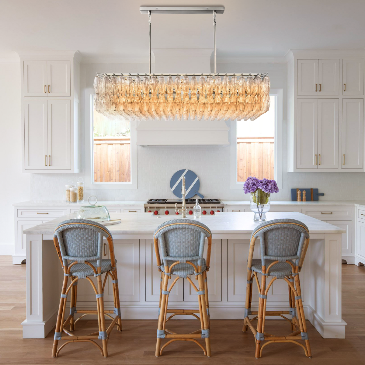 Chara Glass Rectangular Chandelier 54"W-MEET LIGHTING