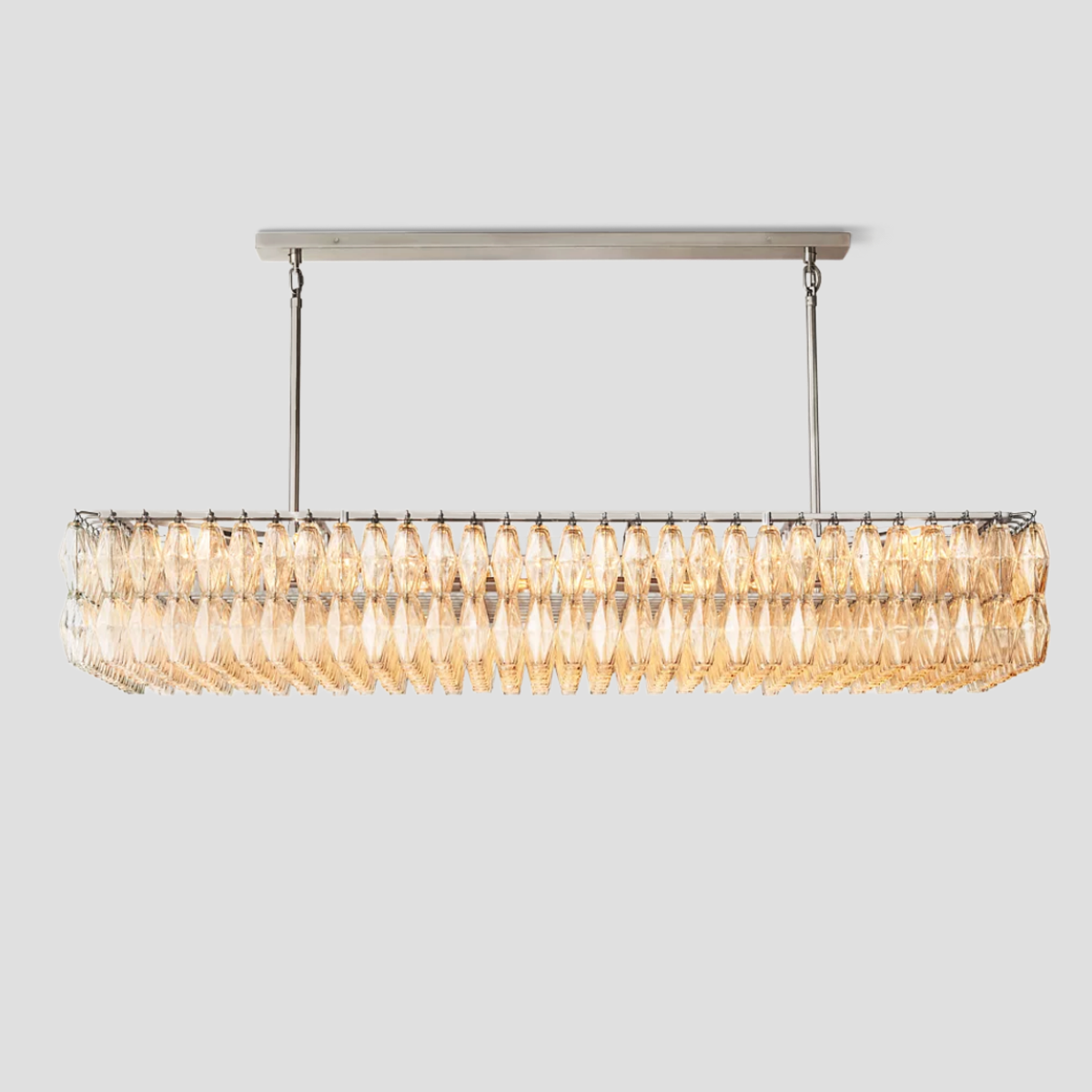 Chara Glass Rectangular Chandelier 74"W-MEET LIGHTING
