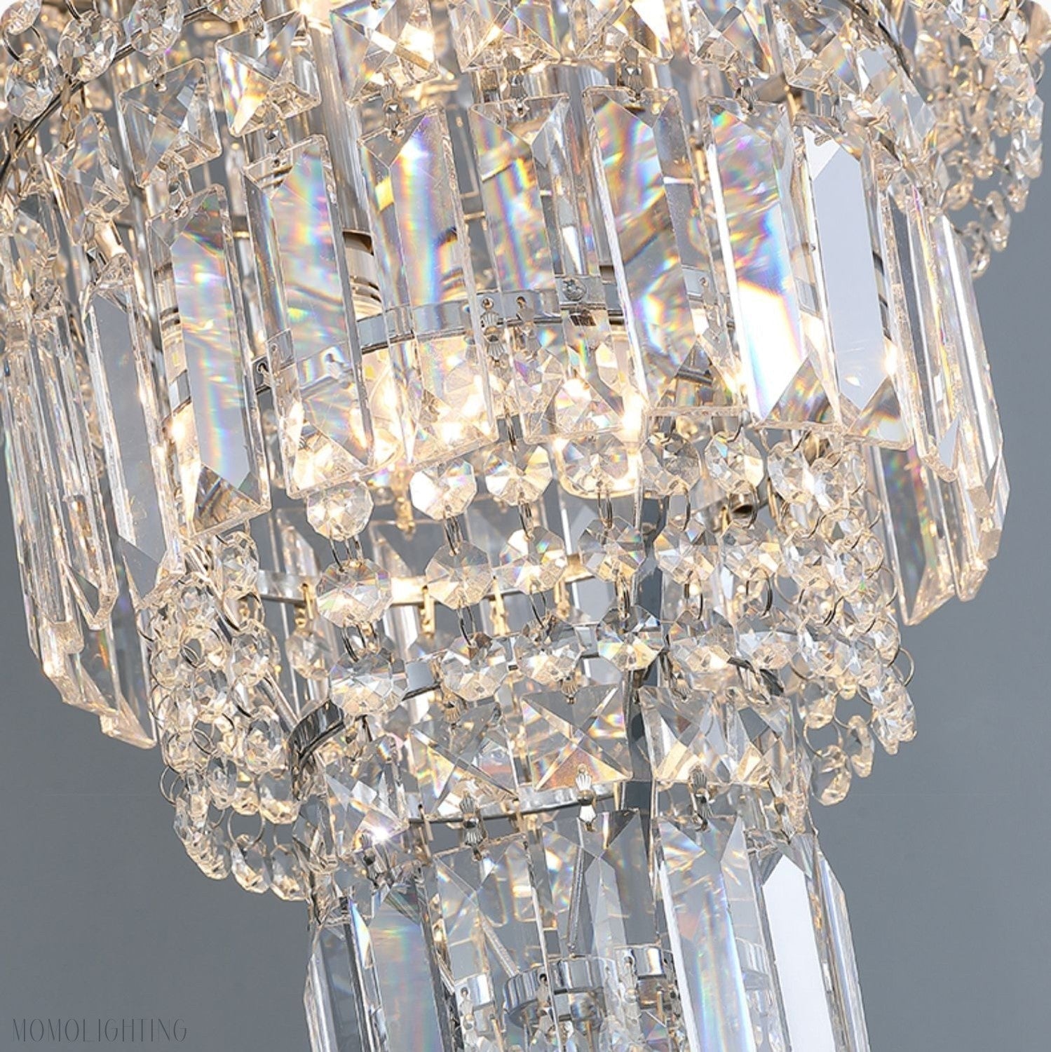 Chrome Extra Large Crystal Chandelier for Foyer Staircase Living Room Entrance Ceiling Light Fixture In Silver-MEET LIGHTING