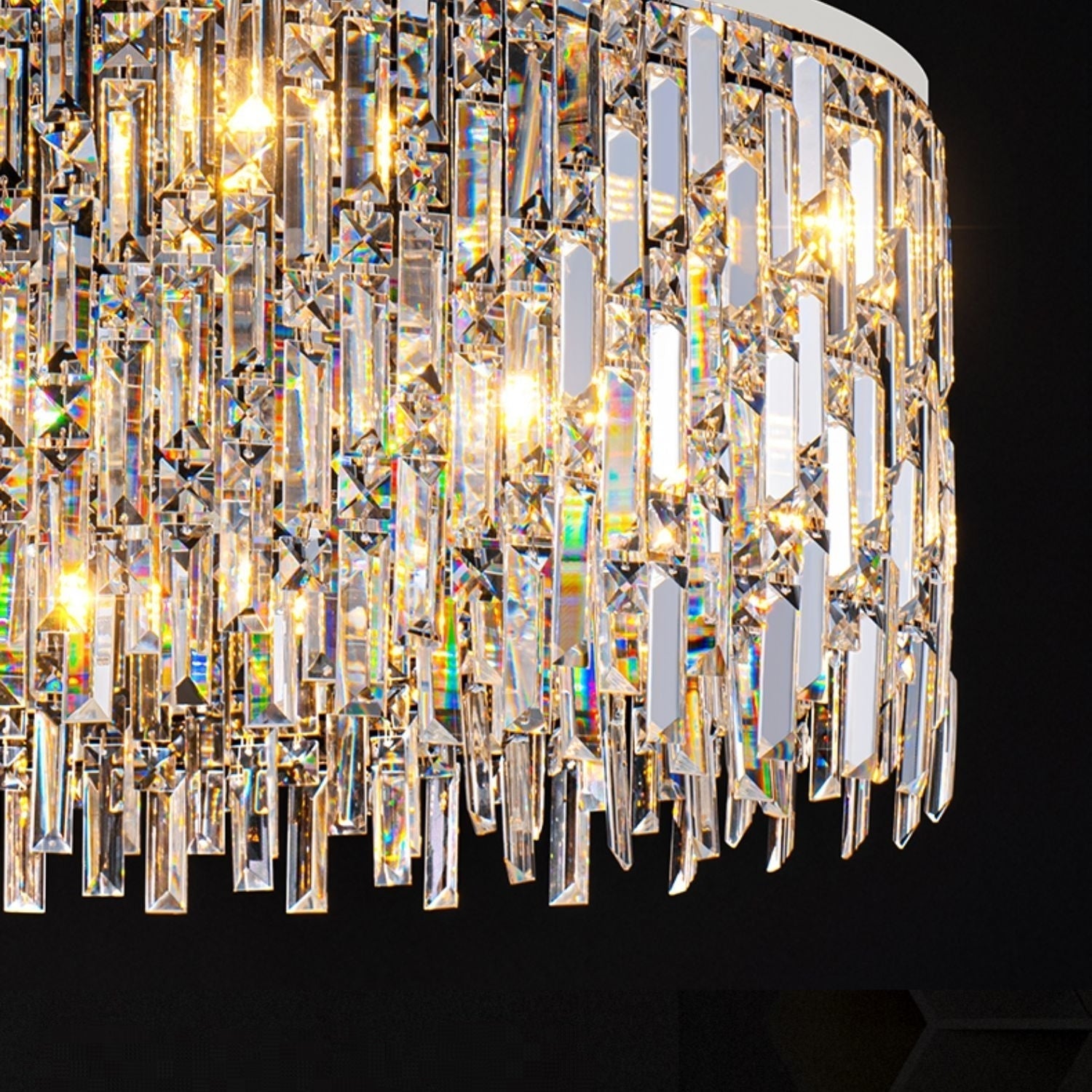 Chrome/ Silver Decorative Kitchen Island Lighting Crystal Rectangle Chandelier For Long Dining Table Round Pendant Light Fixture For Living Room-MEET LIGHTING