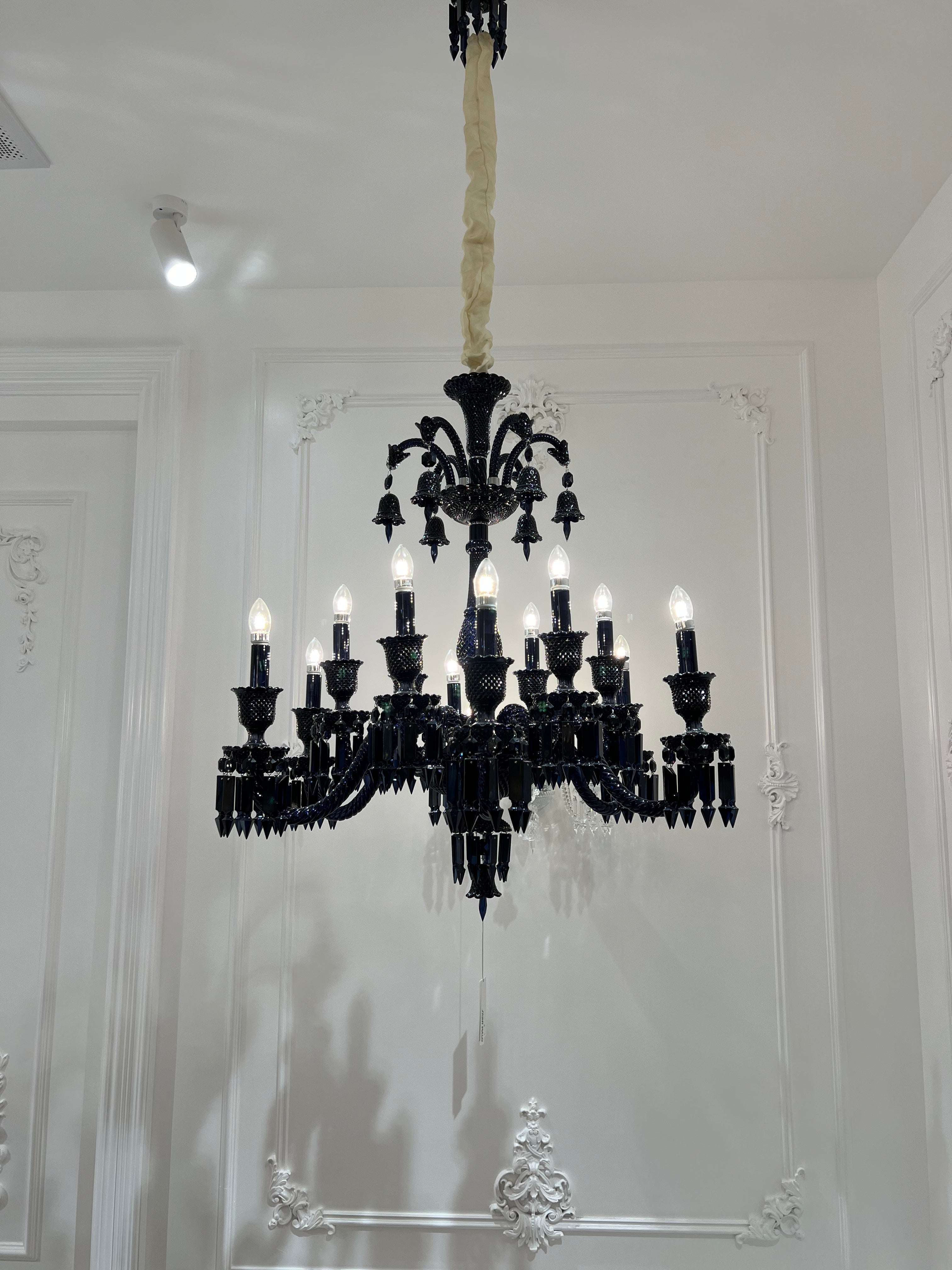 Classic Black Candle Style Chandelier Crystal Ceiling Pendant Lighting Fixture For Living/ Bedroom-MEET LIGHTING