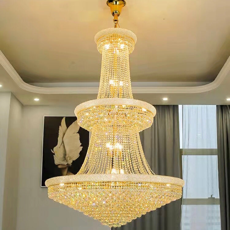 Luxury French Empire Chandelier for Villa Hall Ceiling Three-layers Crystal Light for Hotel Lobby-MEET LIGHTING