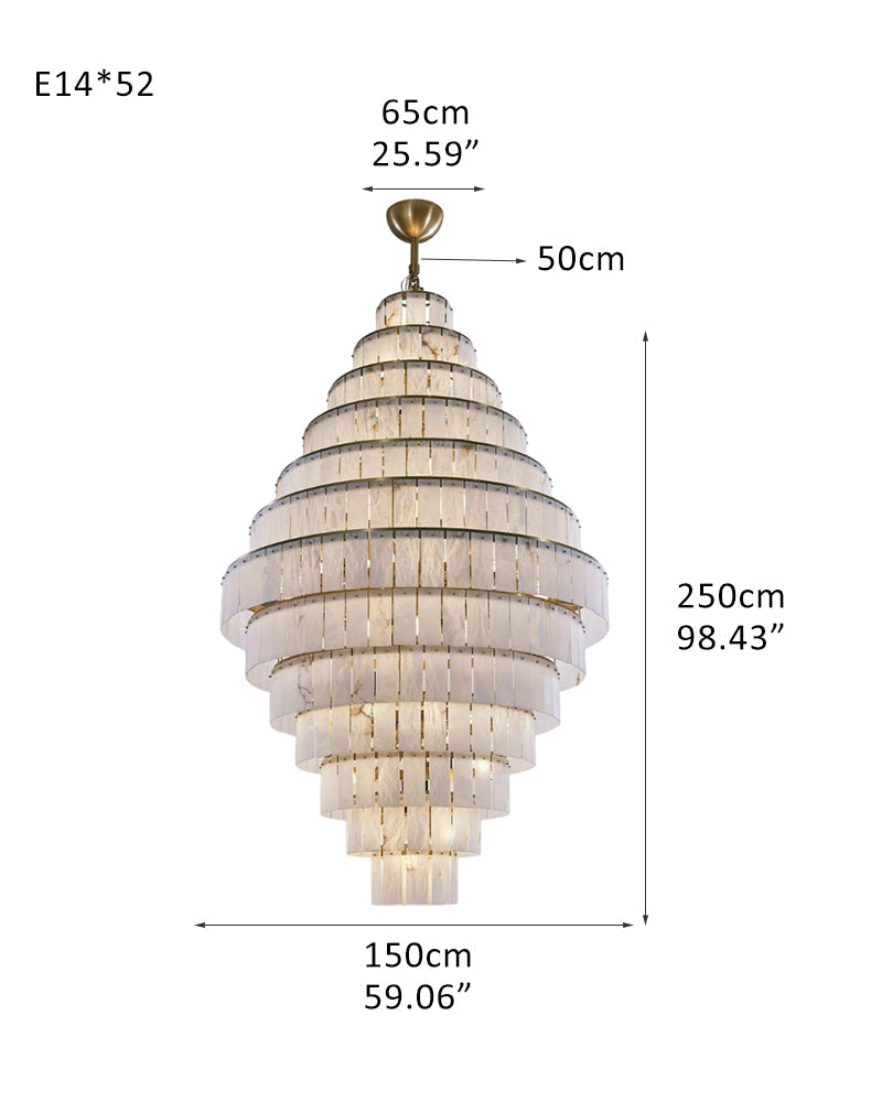 Multi-tiered Luxury Modern LED Chandelier Entrance Villa High Ceiling Large Alabaster Chandelier