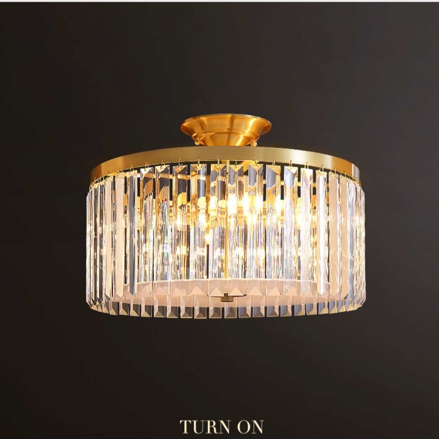 D16" LED Decorative Round Ceiling Lighting Fixture Mini Living/ Bedroom Gold Flush Mount Crystal Chandelier-MEET LIGHTING