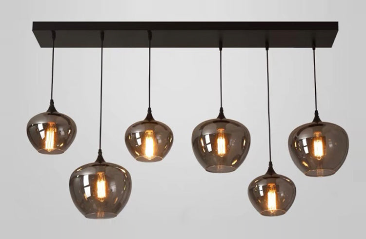 Modern Smoke Gray Glass Lamp Designer Chandelier for Cafe/Kitchen Island/Dining Room Style B