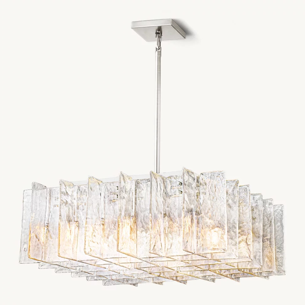 Lattic Clear Glass Square Chandelier 37"-MEET LIGHTING