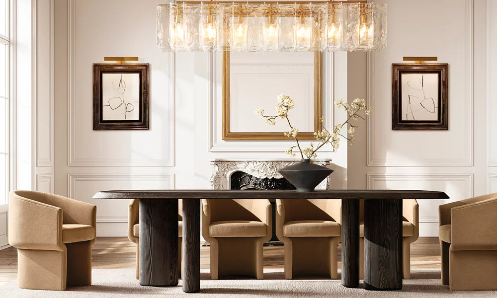 Lattic Clear Glass Rectangular Chandelier 49"-MEET LIGHTING