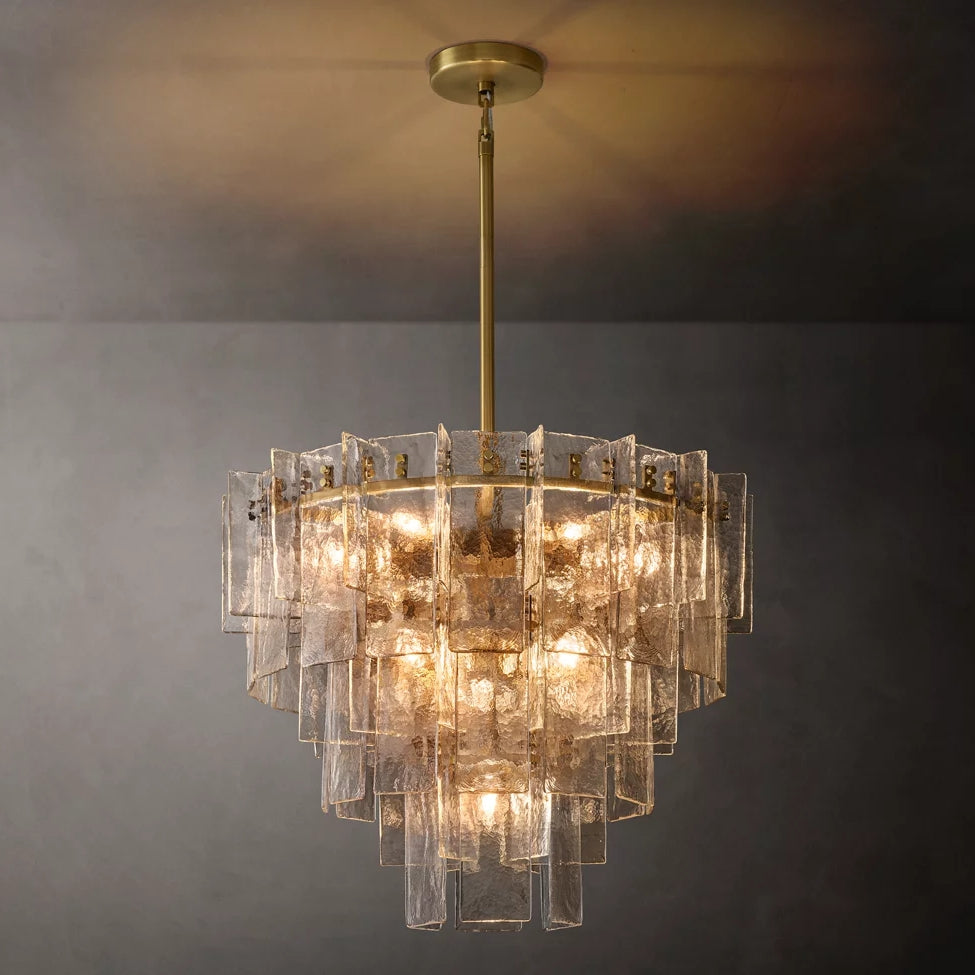 Lattic Clear Glass Tiered Round Chandelier 36"-MEET LIGHTING