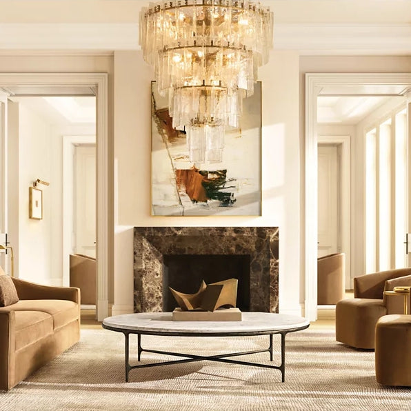 Lattic Clear Glass Tiered Round Chandelier 47"-MEET LIGHTING