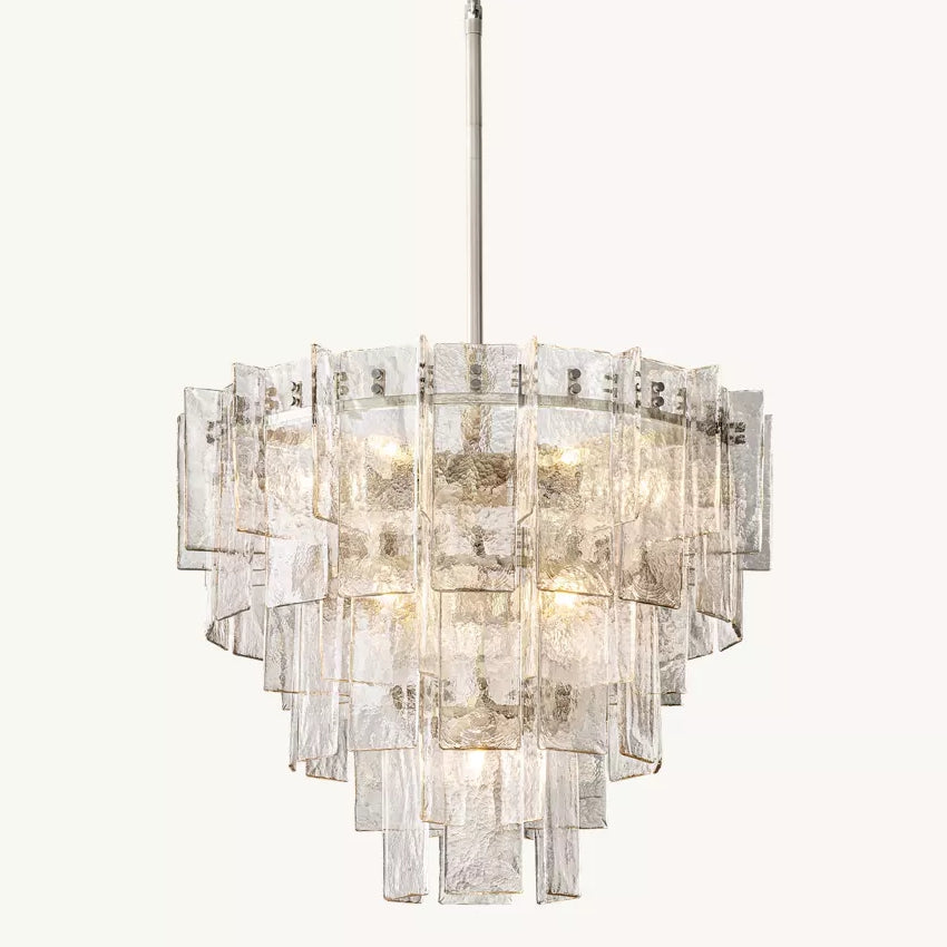 Lattic Clear Glass Tiered Round Chandelier 36"-MEET LIGHTING