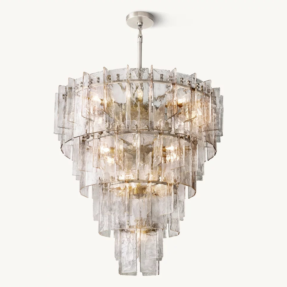 Lattic Clear Glass Tiered Round Chandelier 47"-MEET LIGHTING