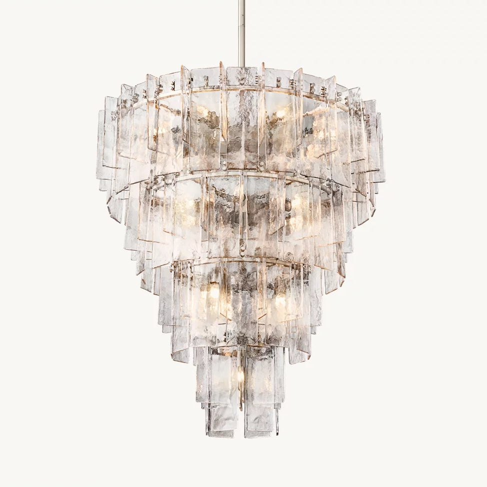 Lattic Clear Glass Tiered Round Chandelier 47"-MEET LIGHTING